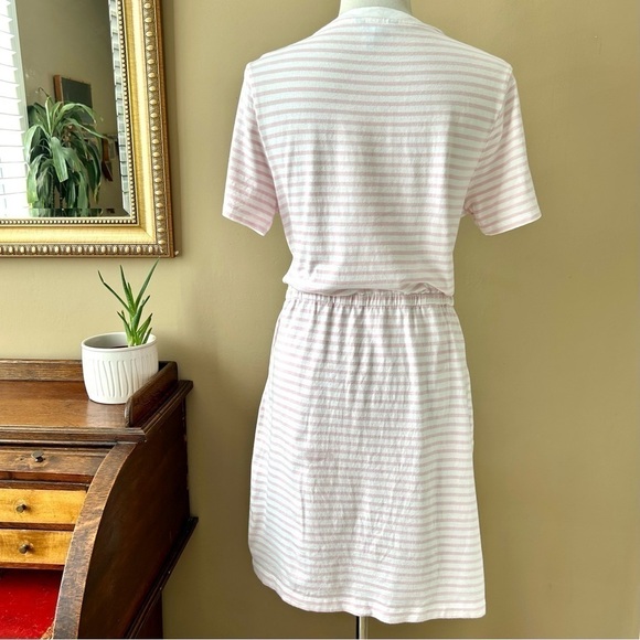 Draper James Tie Waist T-Shirt Dress in Light Pink Mariner Stripe Size Medium - Picture 7 of 16